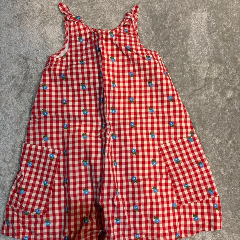Hanna Red Checkered Kids Dress with Blue Accents 10